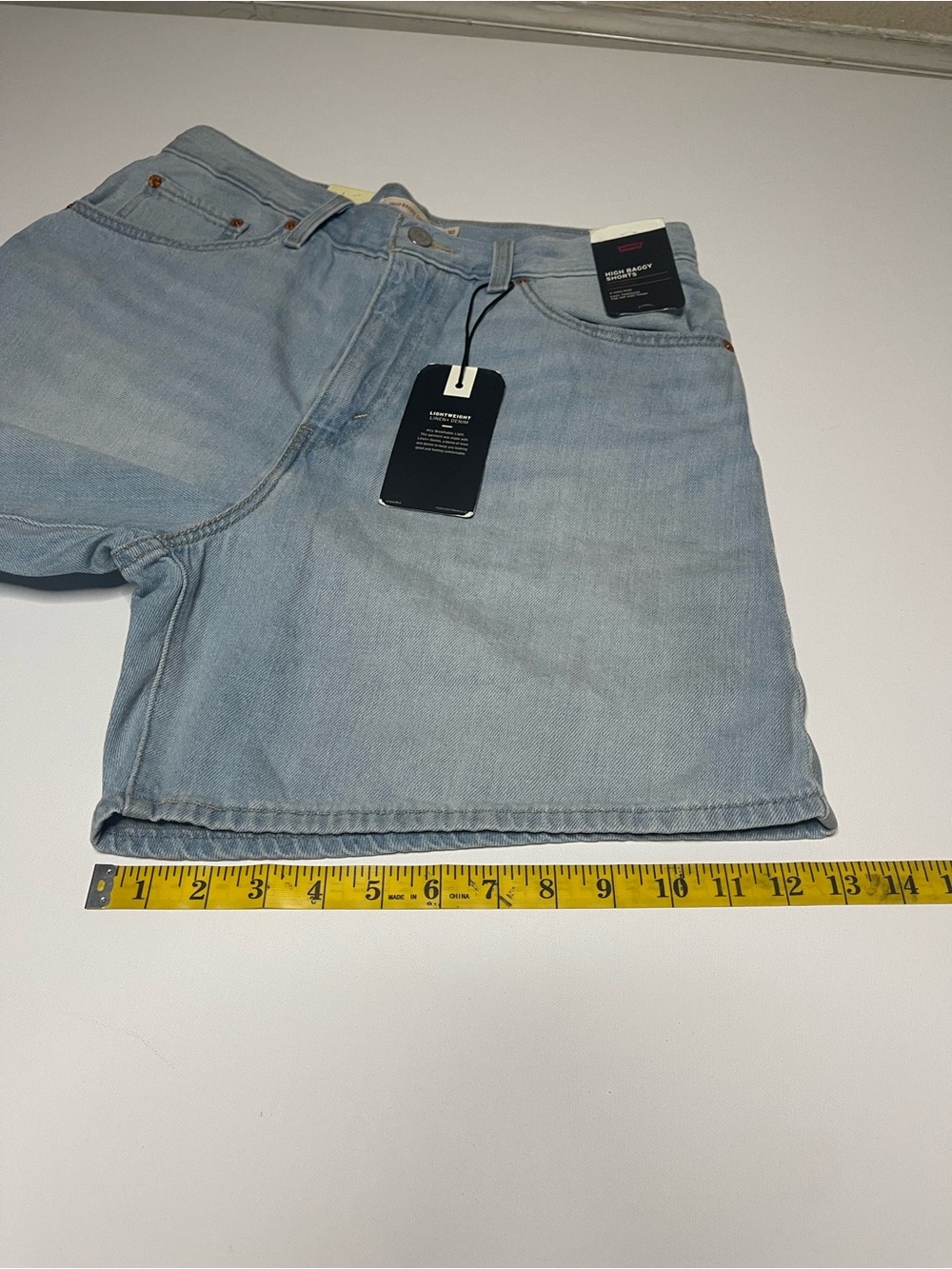 Levi's Blue Lightweight Linen+Denim High Rise Baggy Shorts - Picture 5 of 11